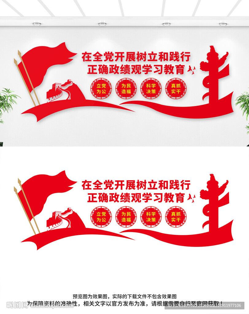 树立和践行正确政绩观党建文化墙