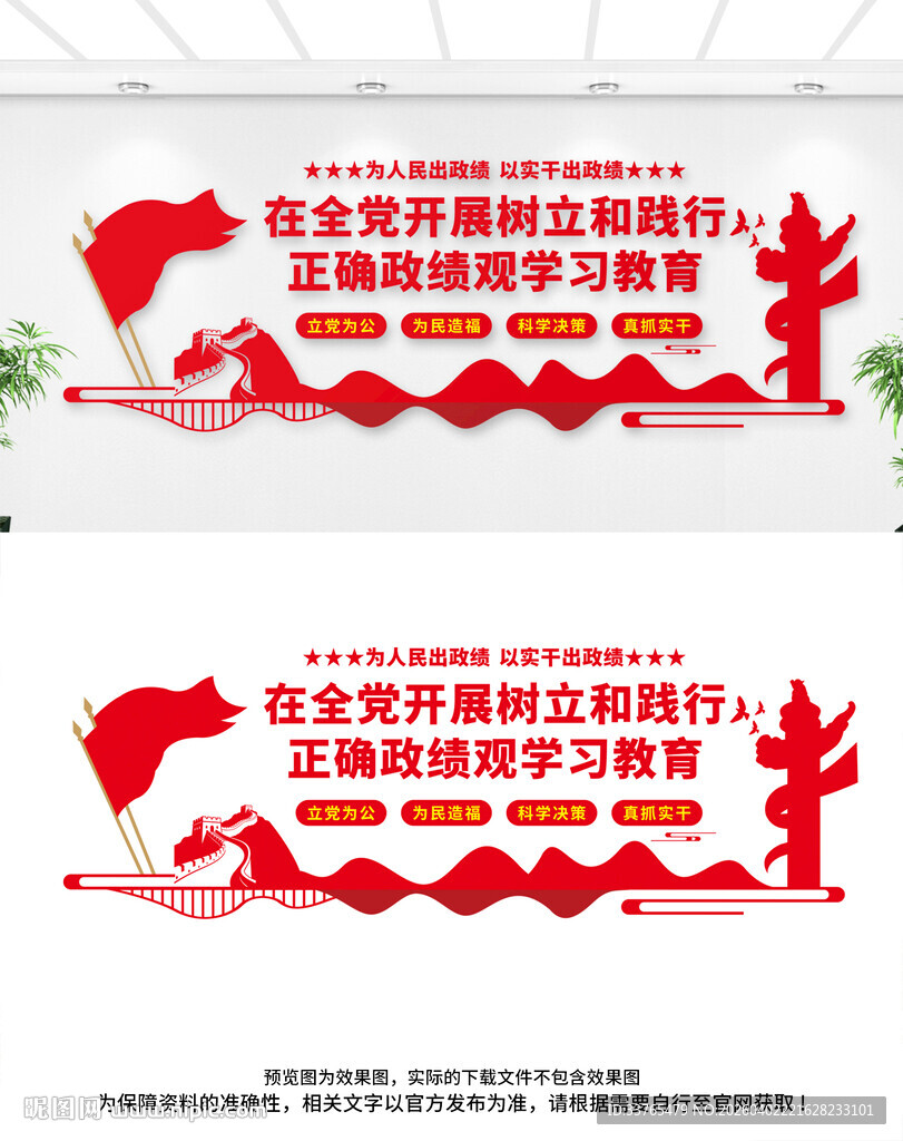 树立和践行正确政绩观党建文化墙