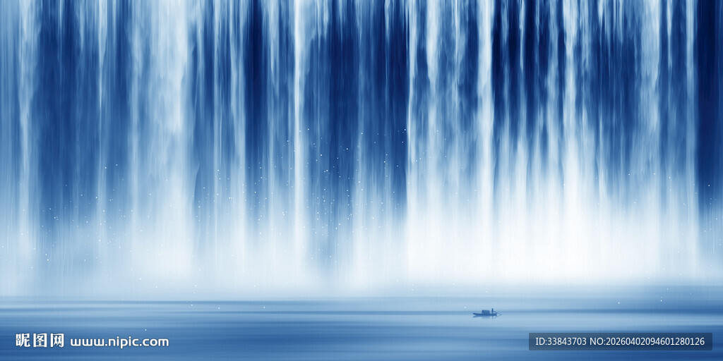 高山流水瀑布山水图