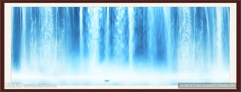 流水生财瀑布山水