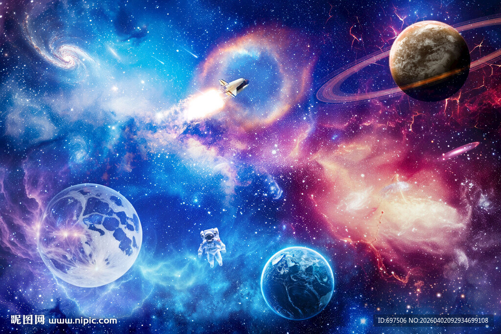 外太空火箭宇宙星球银河黑洞背景