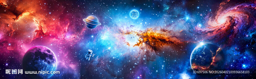 浩瀚宇宙星河外太空星球银河背景