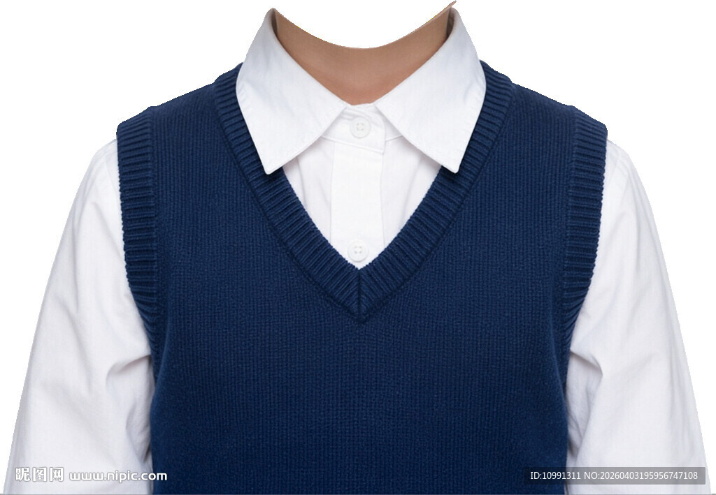 女孩衬衫蓝色背心马甲证件照素材