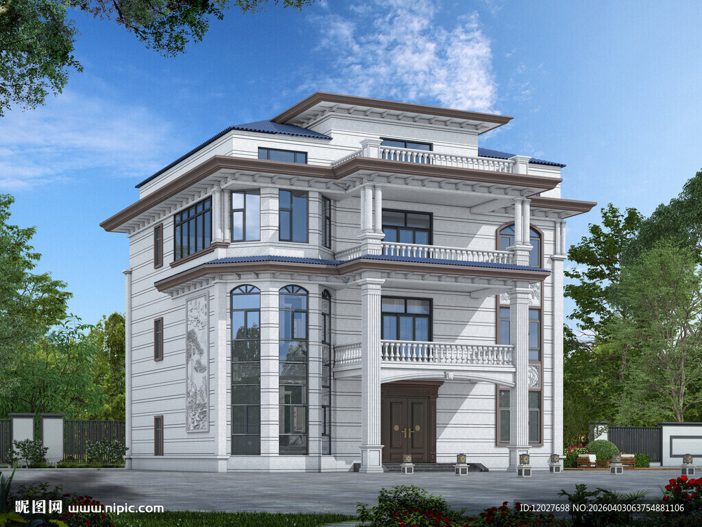 农村三层欧式别墅外观设计图效果