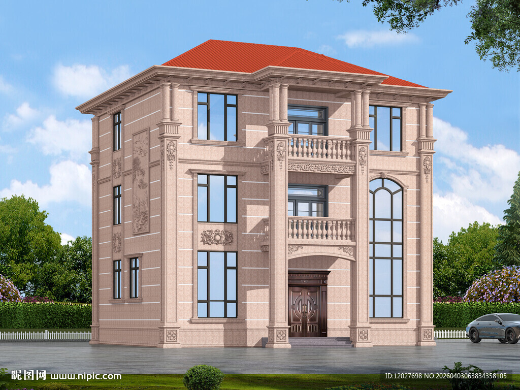 农村三层欧式别墅外观设计图效果