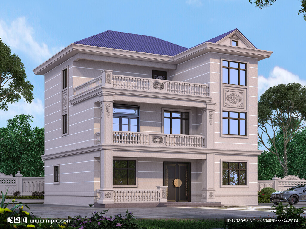 三层欧式风格别墅外观效果设计图