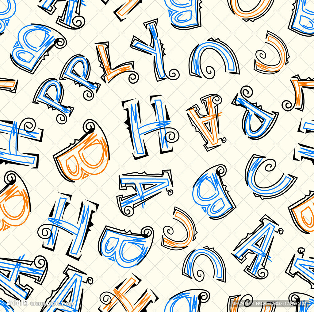 多彩手绘字母图案背景