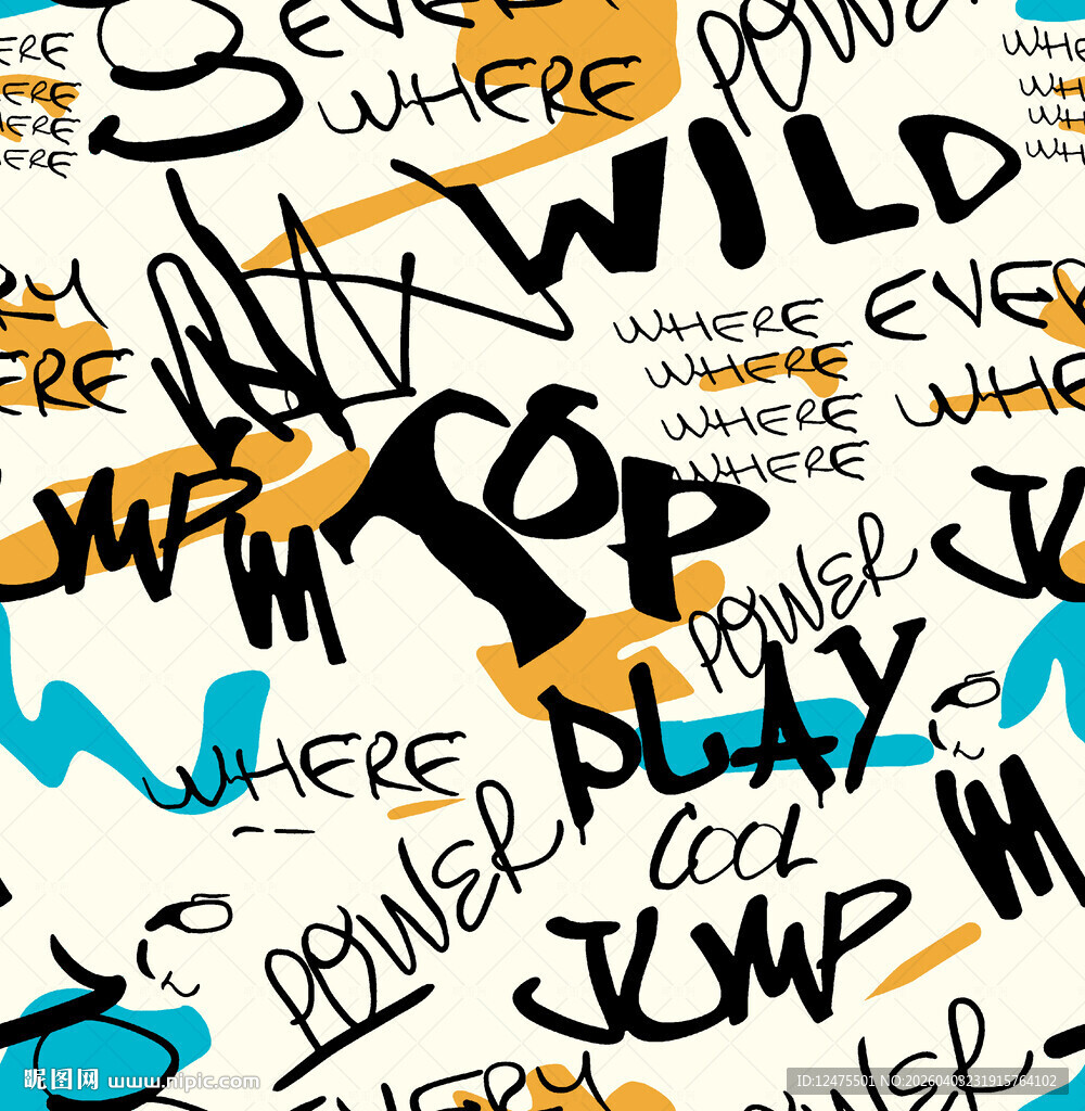 涂鸦风字母图案背景