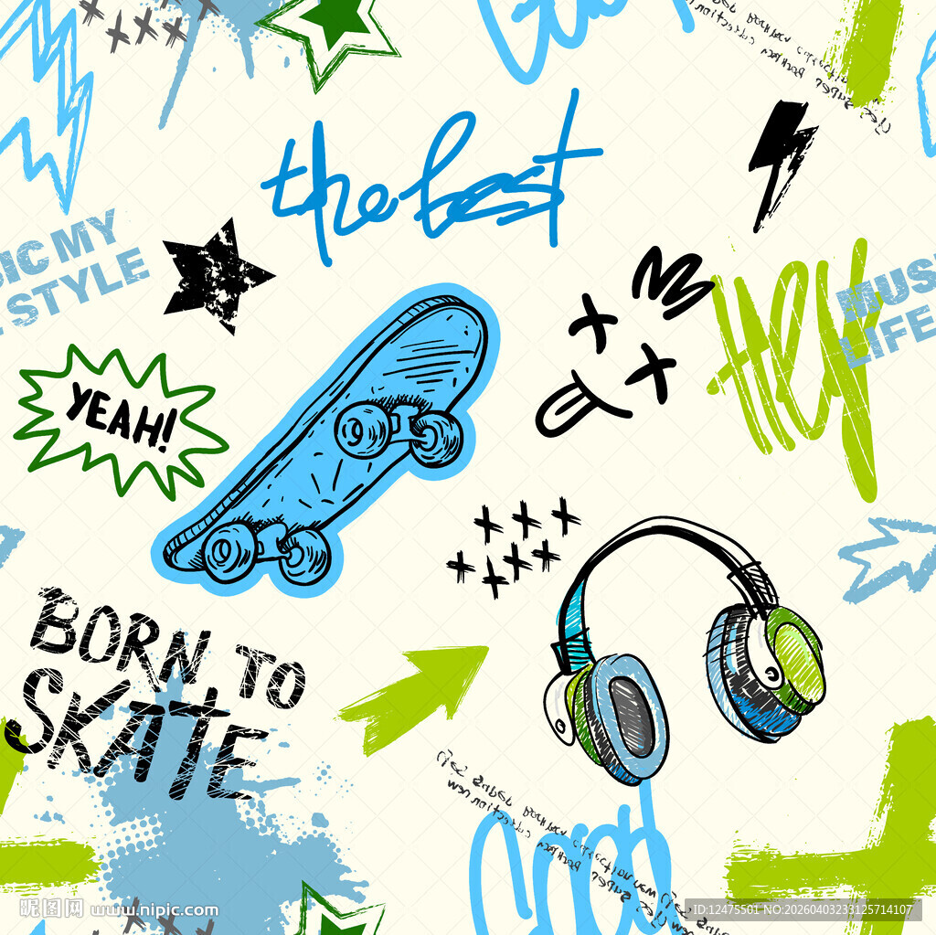 滑板涂鸦风潮流元素集合