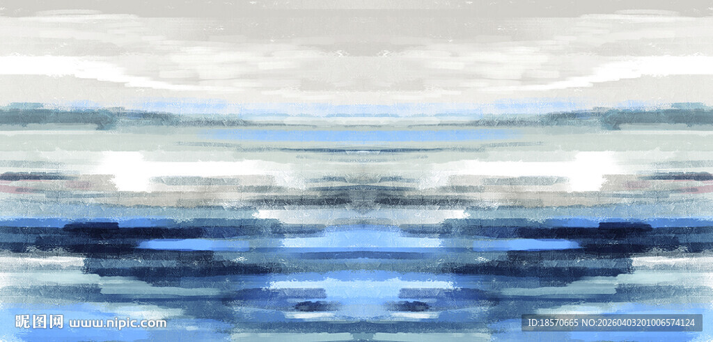 抽象蓝白海洋水彩画作抽象几何