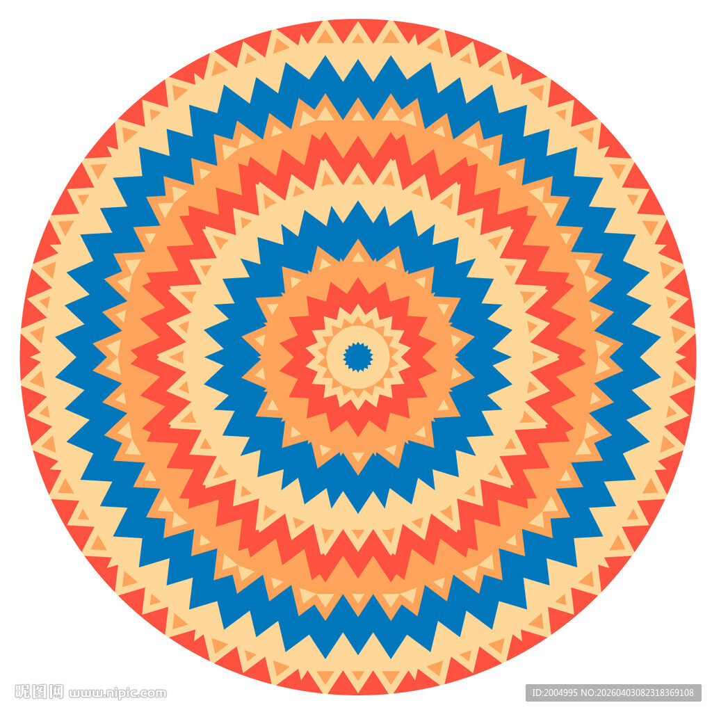 圆形多彩锯齿纹圆形图案