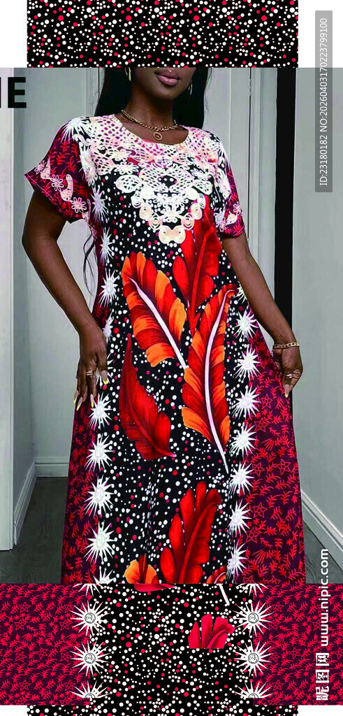 非洲风印花女士连衣裙