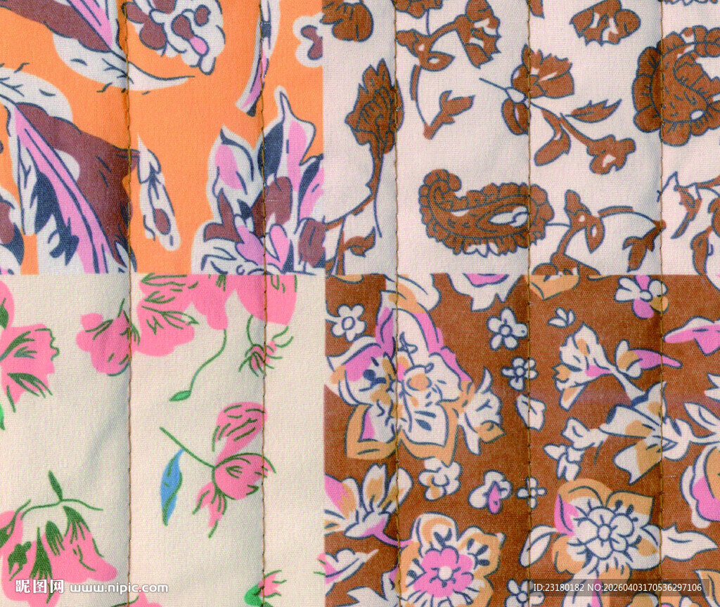 多彩花卉图案布料展示