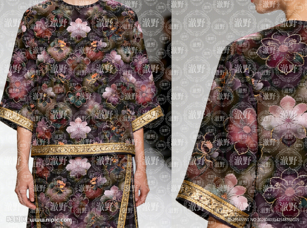 香云纱 效果花 数码印花