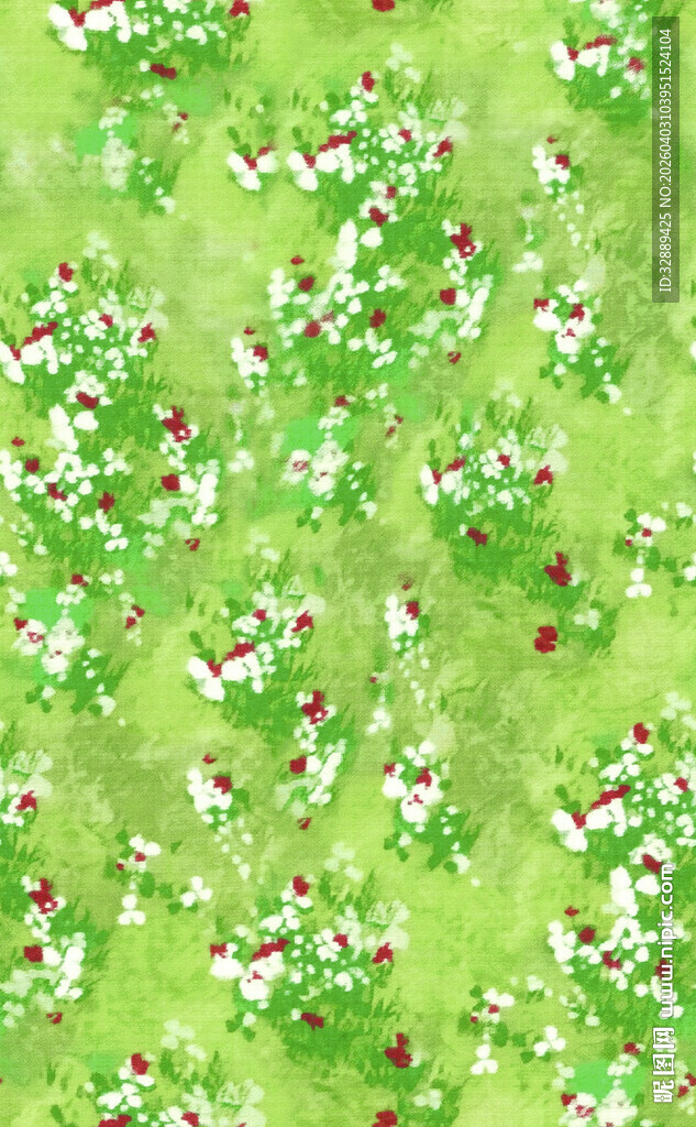 绿色背景上的多彩花卉图案