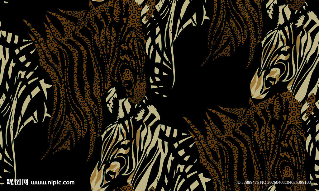 斑马群的黑白纹理图案