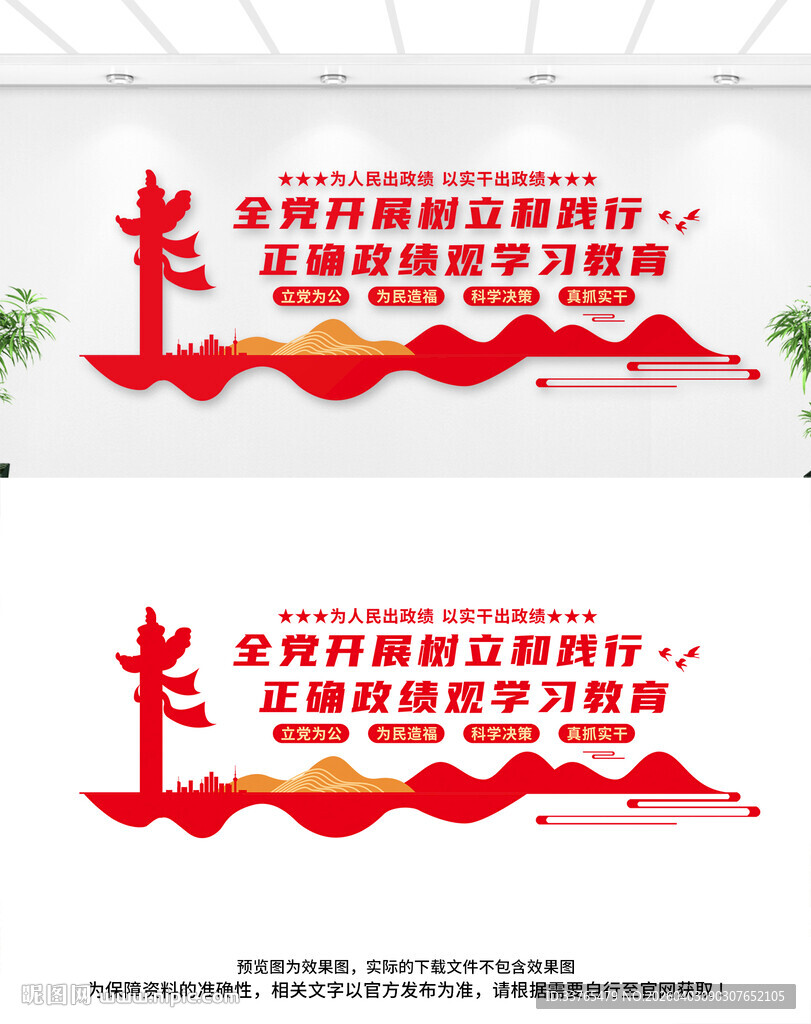 树立和践行正确政绩观党建文化墙