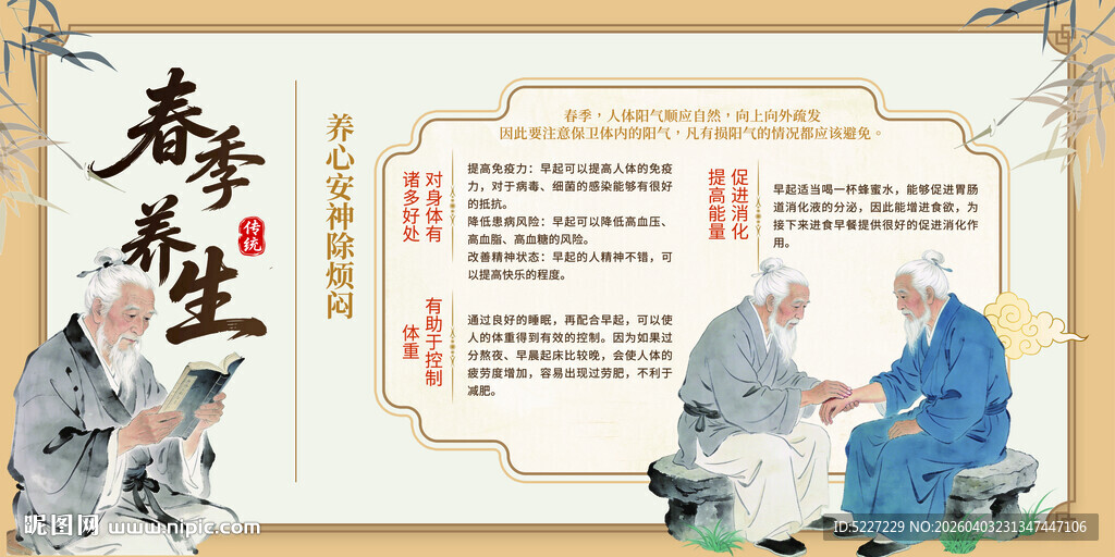 古代养生场景插画