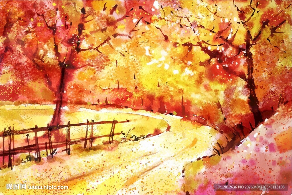 秋日田园风景油画