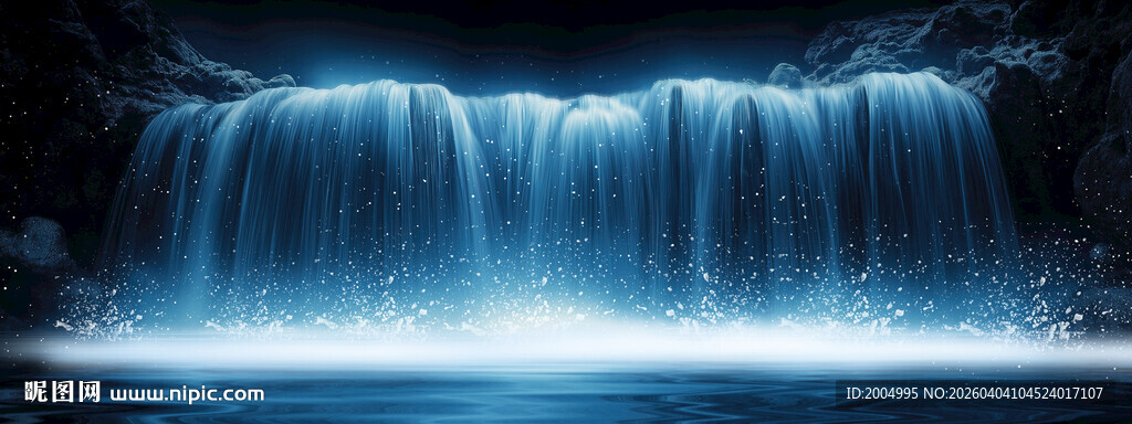 蓝色水流瀑布