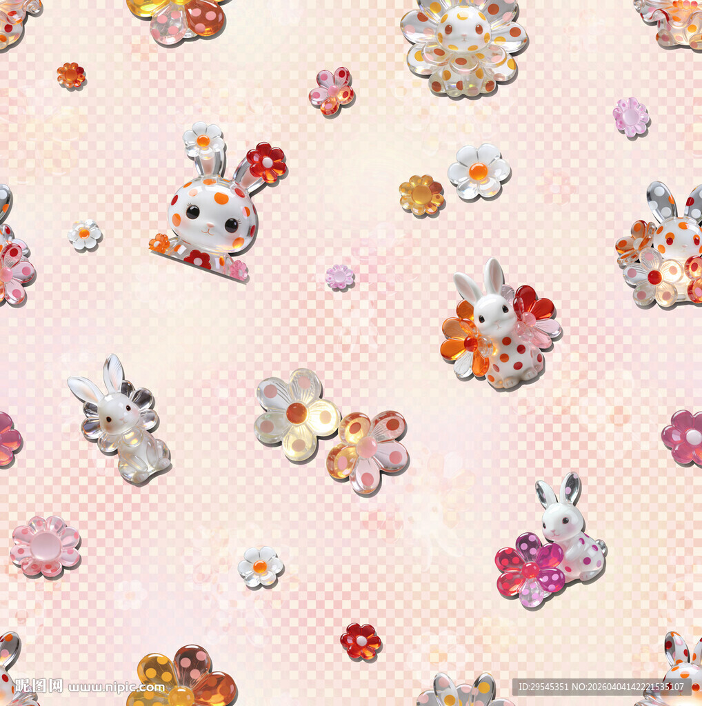 数码印花 兔子 卡通 