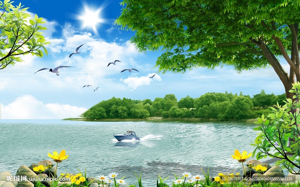 蓝天白云自然风景