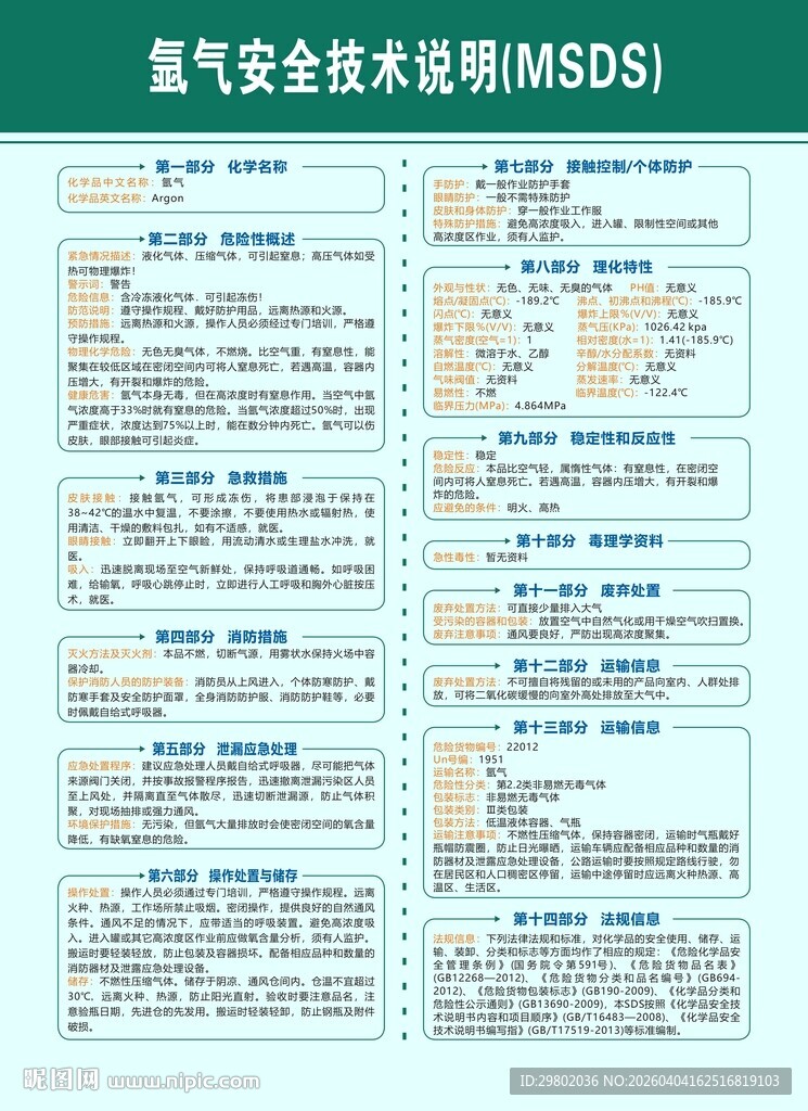 氩气安全技术说明