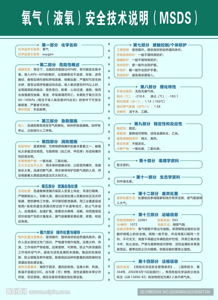 氧气安全技术说明