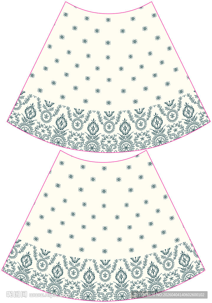 波点花纹女童半身裙设计图