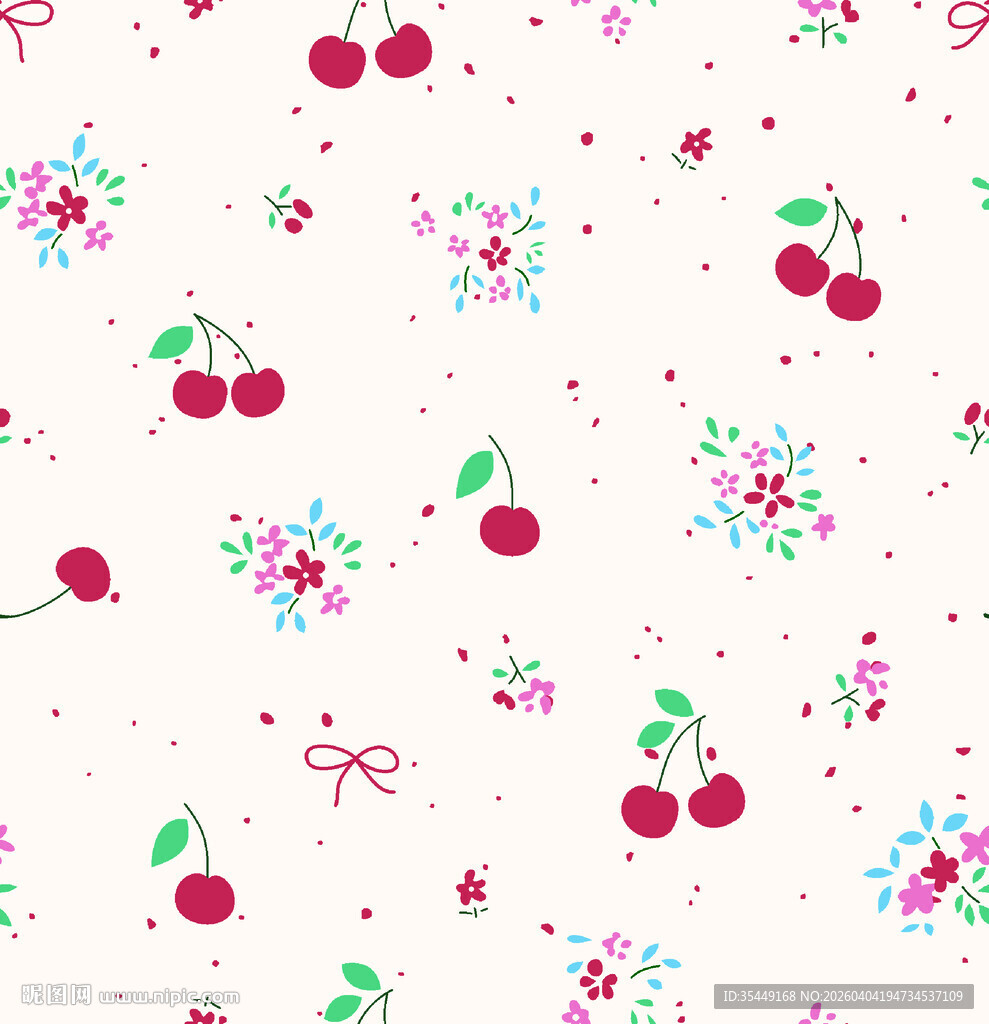 樱桃花卉图案背景图