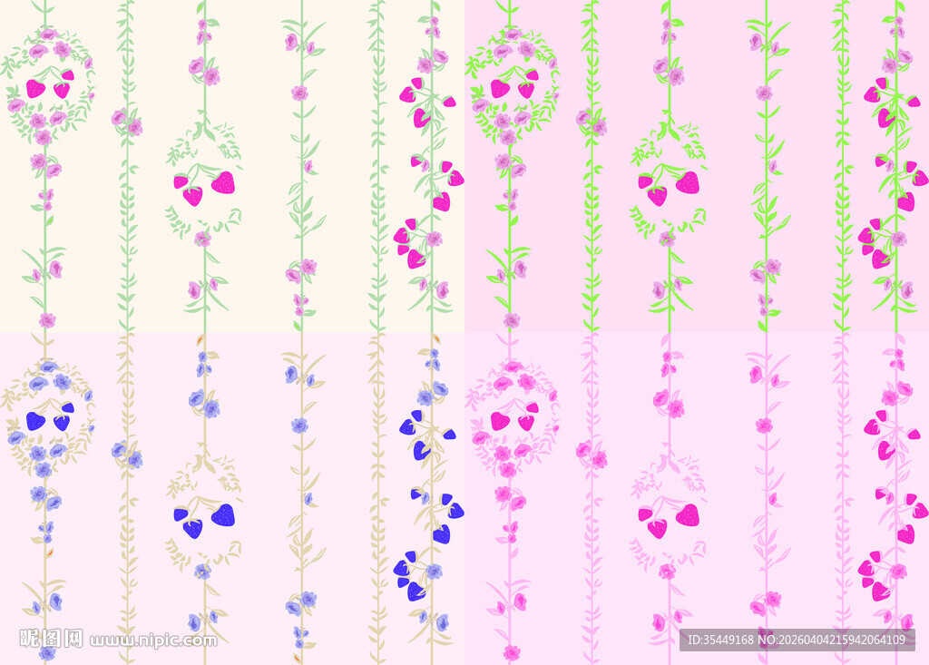 粉色花卉图案布料纹理