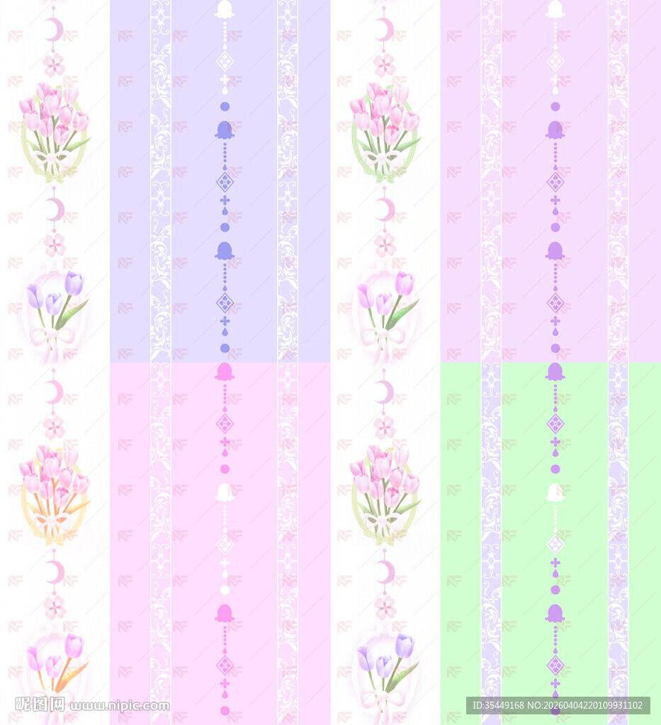 清新花卉条纹拼接背景图