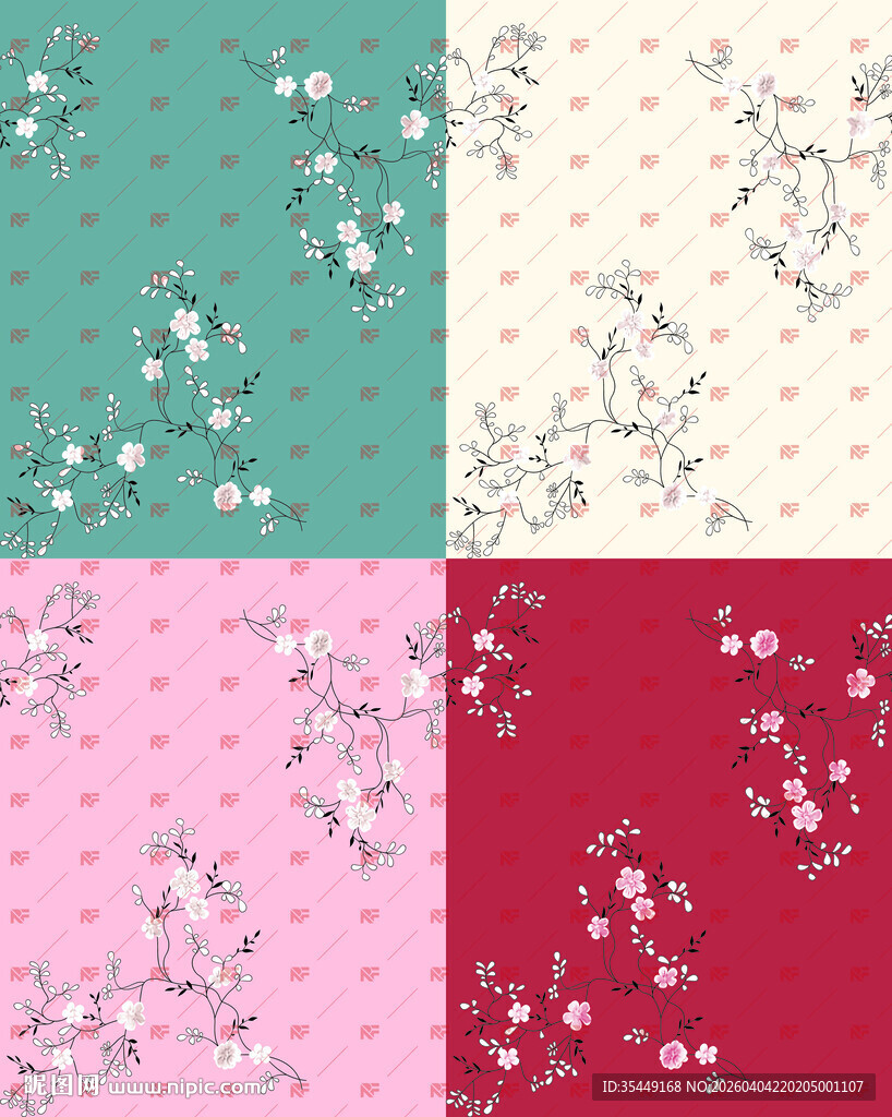多彩花卉图案背景素材