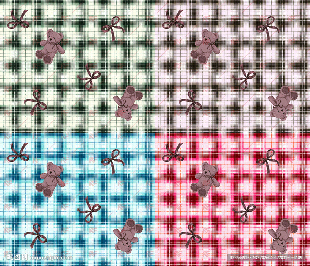 多彩格子花卉图案背景