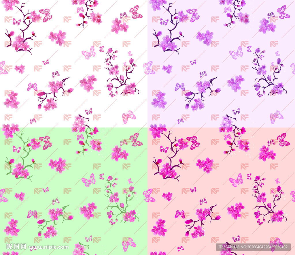 梦幻花卉渐变背景图案