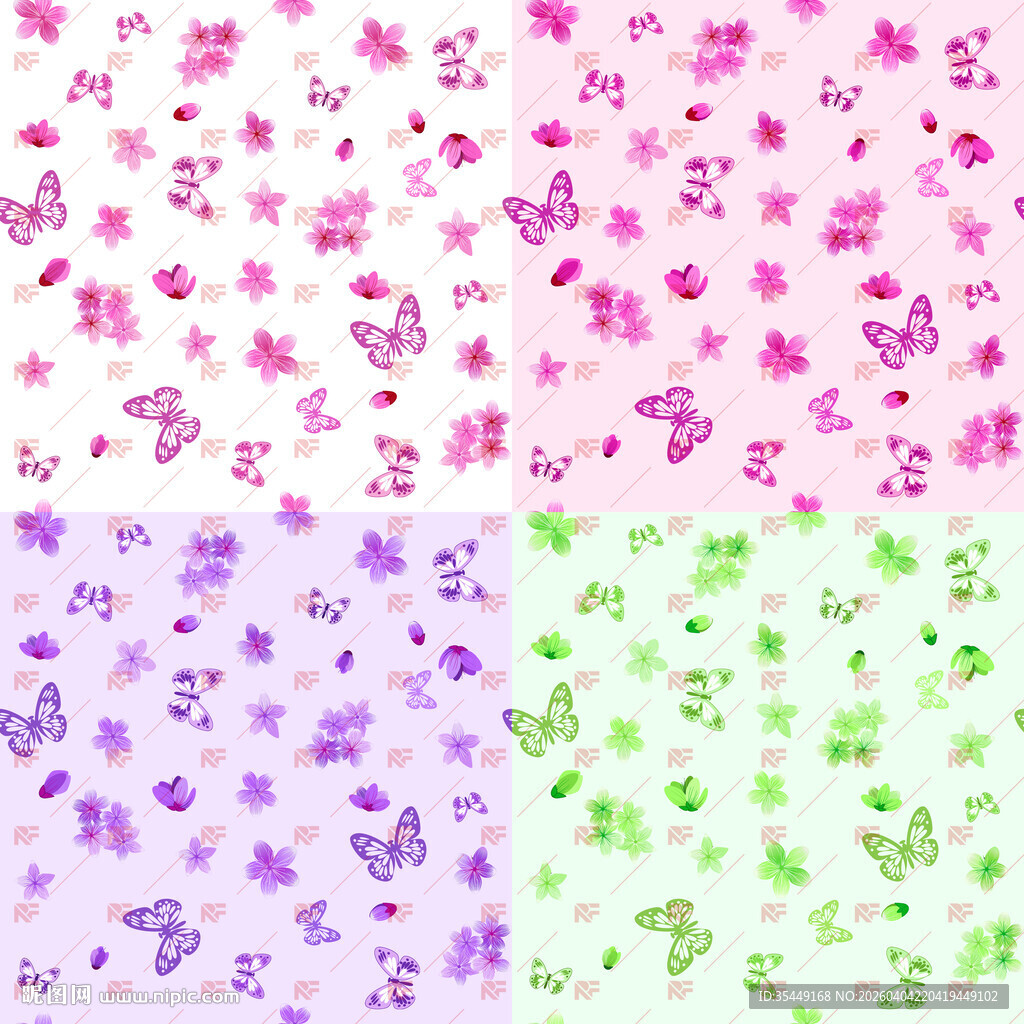 梦幻多彩蝴蝶图案背景