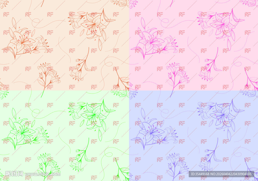 多彩花卉图案背景纹理