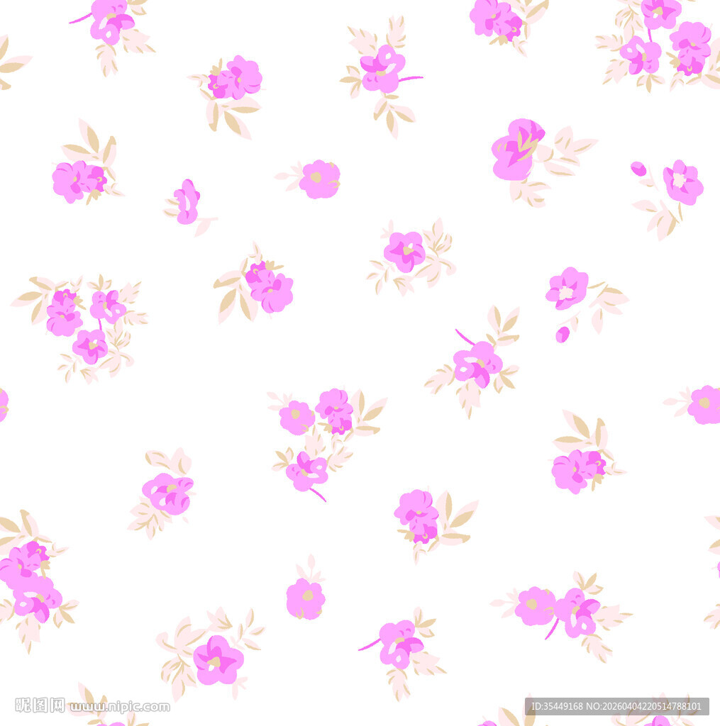 粉色花卉无缝图案背景