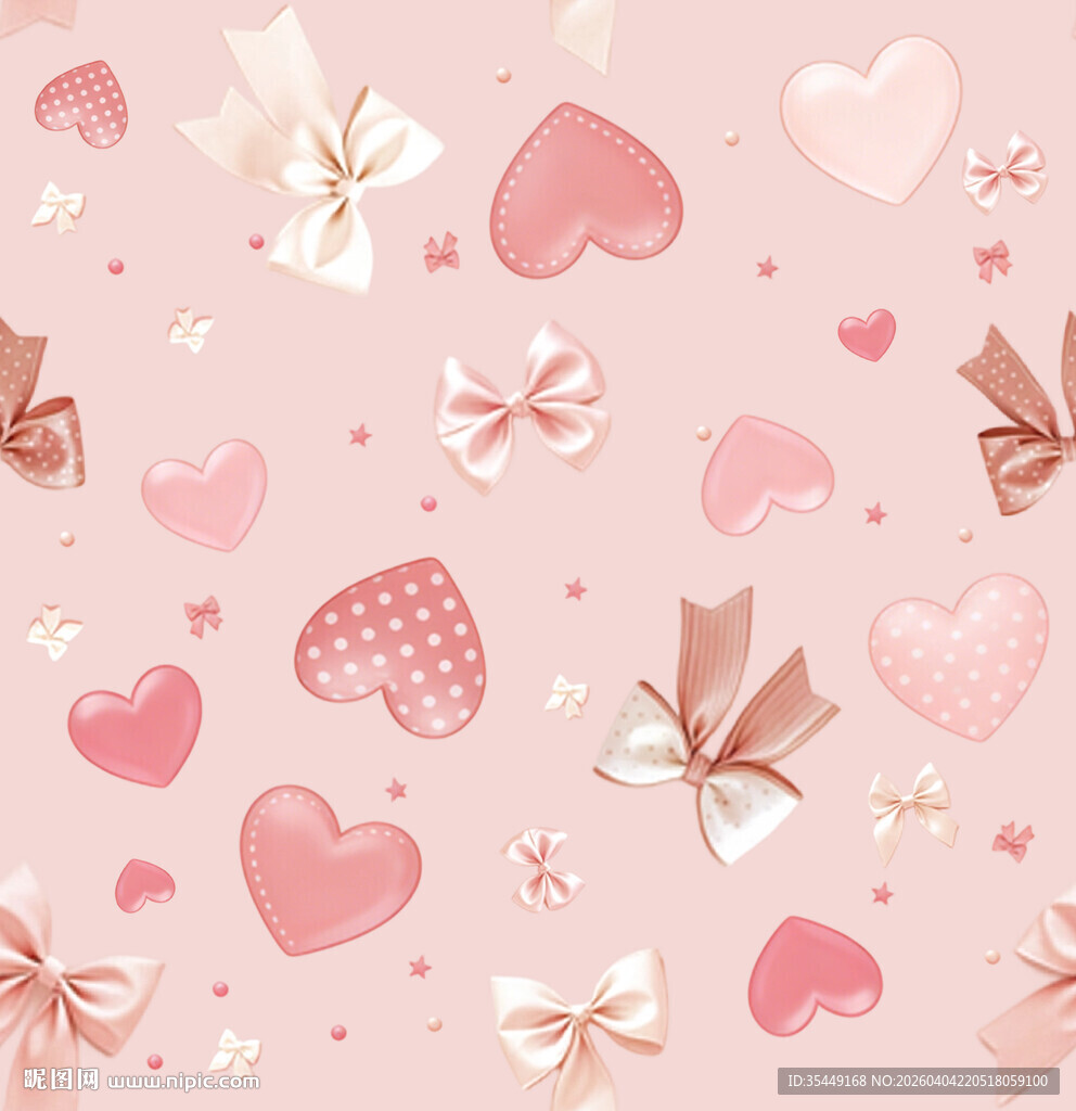 粉色爱心蝴蝶结浪漫图案