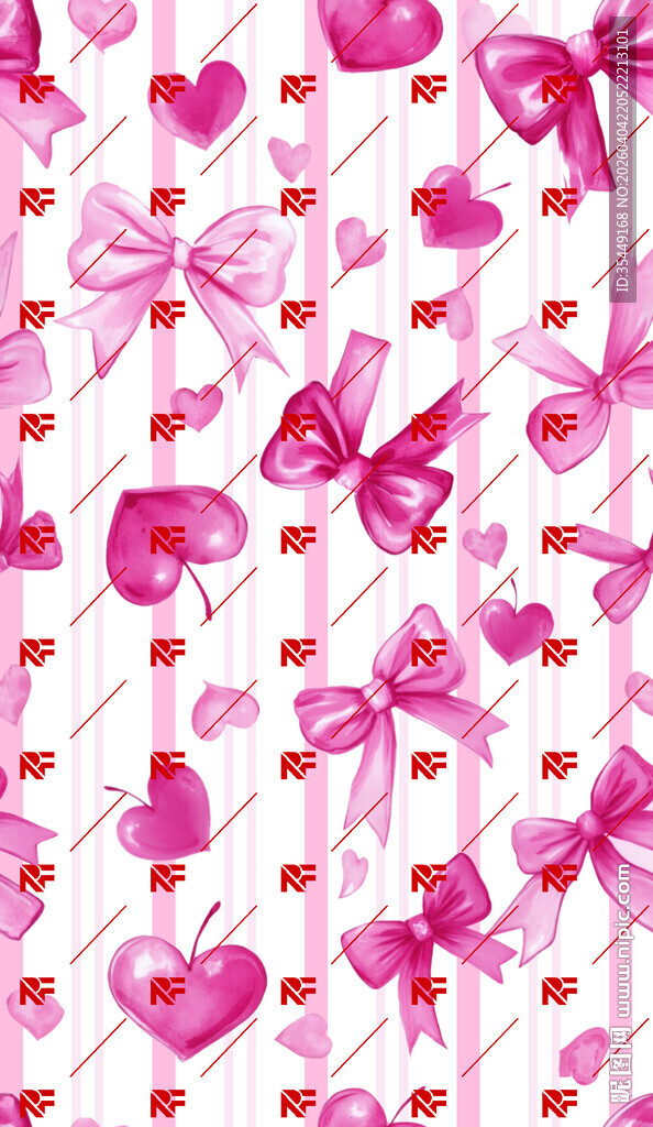 粉色蝴蝶结爱心图案背景