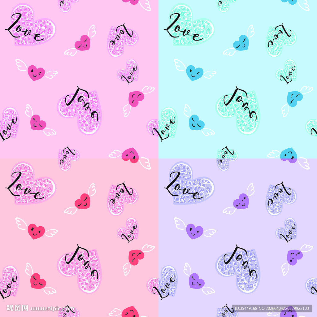 多彩爱心字母渐变背景图