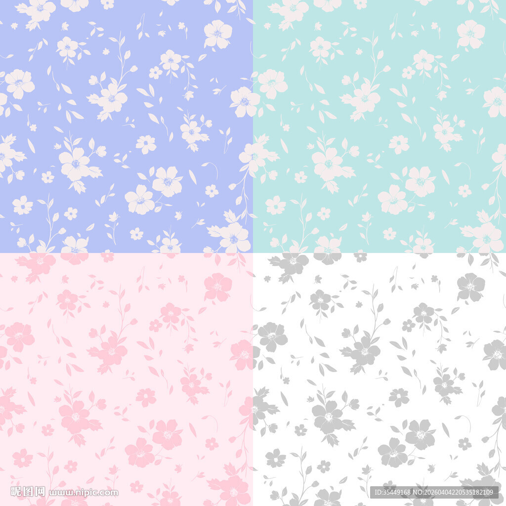 四色花卉图案背景素材