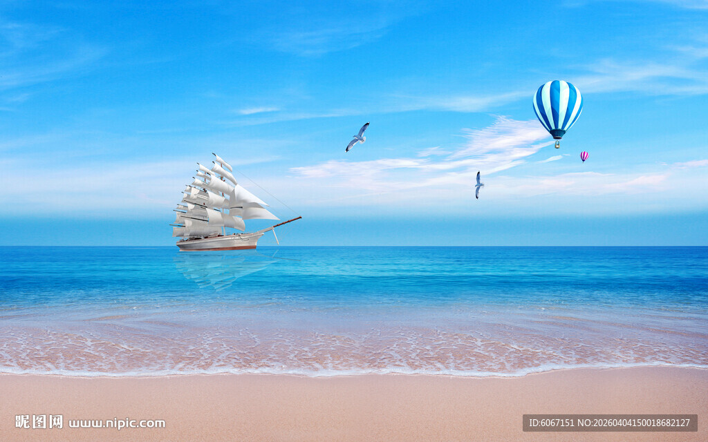 大海海滩背景墙