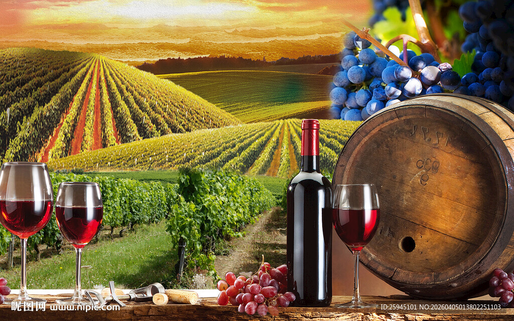 田园葡萄酒场景