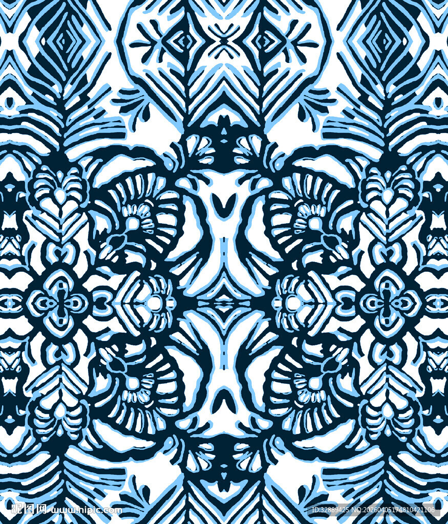 蓝白中式传统花纹图案