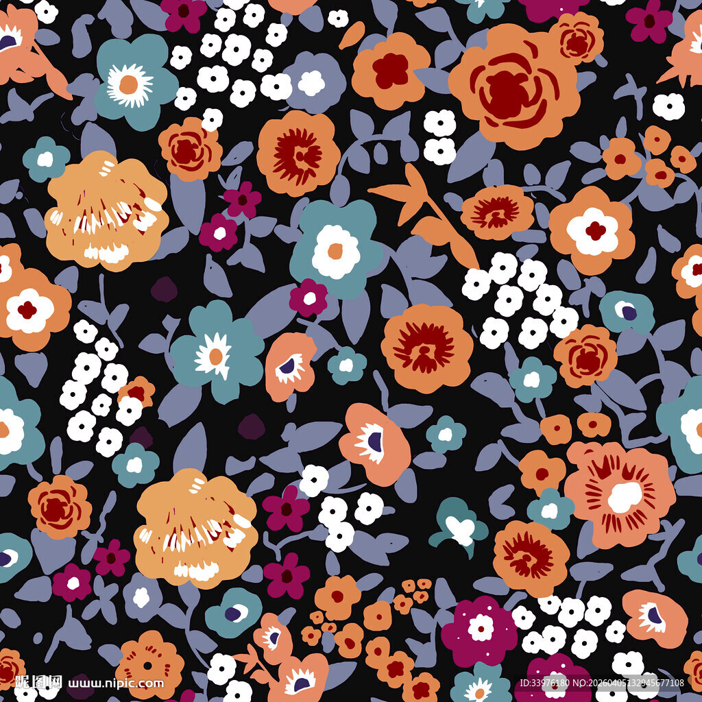 多彩花卉图案背景设计