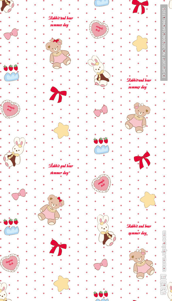 可爱小熊花卉图案背景