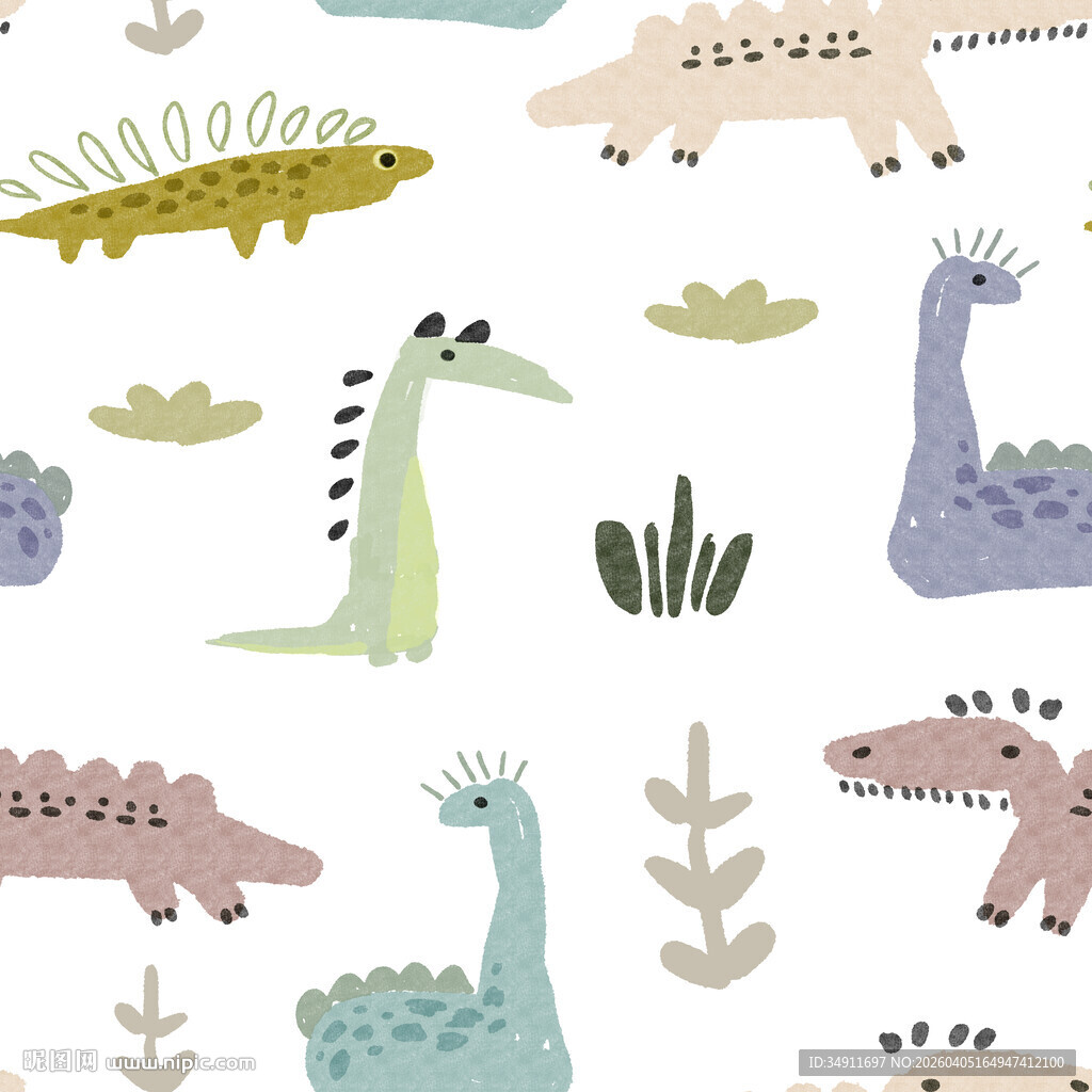 可爱卡通恐龙图案背景