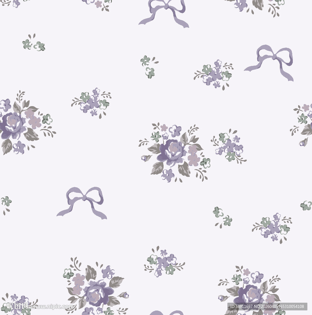 紫色花卉蝴蝶结图案背景