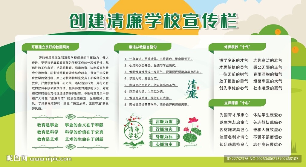 创建清廉学校宣传栏展示